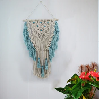 

Large Hand Knotted Bohemian Tapestry Macrame DIY Cotton Thread Wall Hanging Bohem Hippie Tapestry Scandinavian Home Decorations