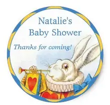 1.5 дюйма Алиса в стране чудес Белый Кролик Baby Shower пользу Классический круглый Стикеры