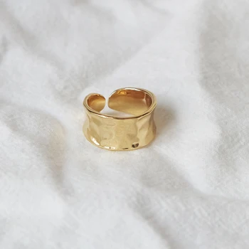 

European and American simple concave convex ring irregular texture tail ring can adjust brass ring French personality jewelry