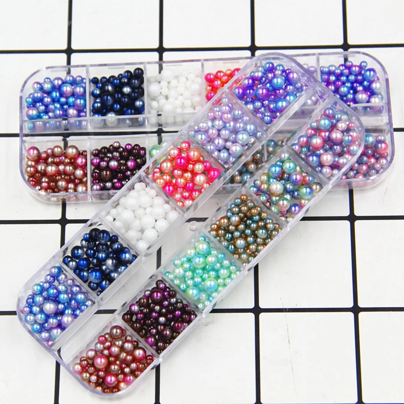 12 Type/Box Slime Kit Colorful Sequin Simulation Pearl Rhinestone For Nails Art Tips/Balls Slime For Kids Lizun DIY Accessories