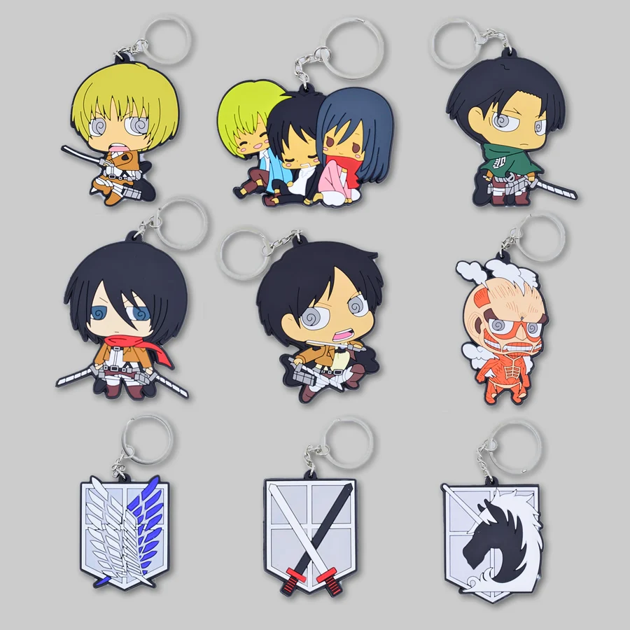 

2018 New Attack On Titan Keychain Cute Eren Cartoon Pendant Soft PVC Key Chain 9 Styles Jewelry Souvenirs Gift key Ring