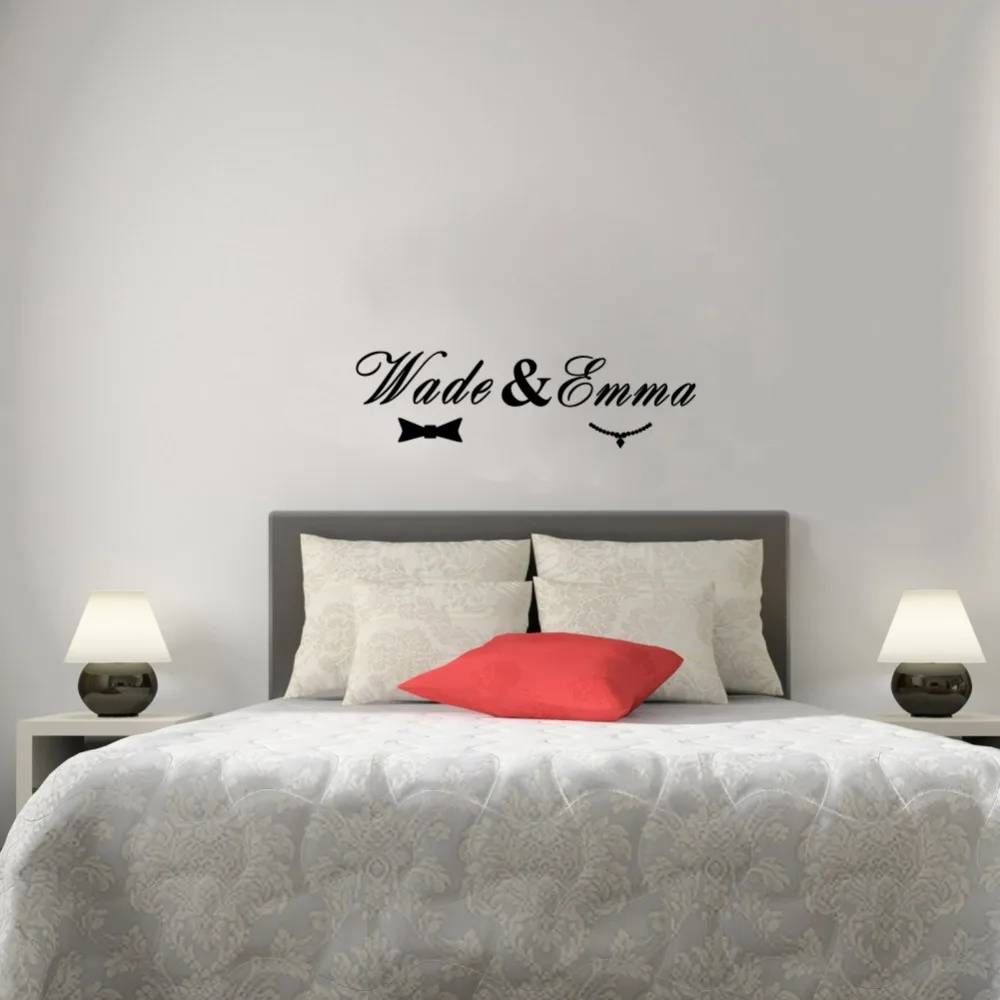 

Custom made the name of the Husband and Wife Vinyl Wall Stickers Creative Wall Art for Bedroom Decor