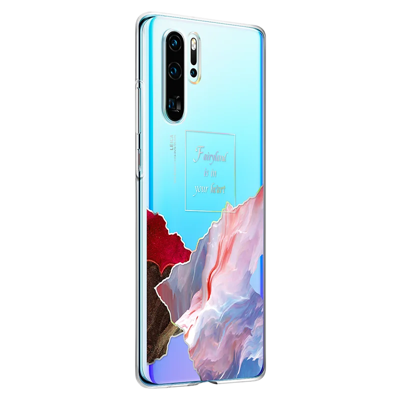 Huawei P30 Pro прозрачный чехол P30Pro двухслойный узор прозрачный чехол huawei P30 Pro прозрачное покрытие мягкий термополиуретановый полностью закрытый чехол Чехол