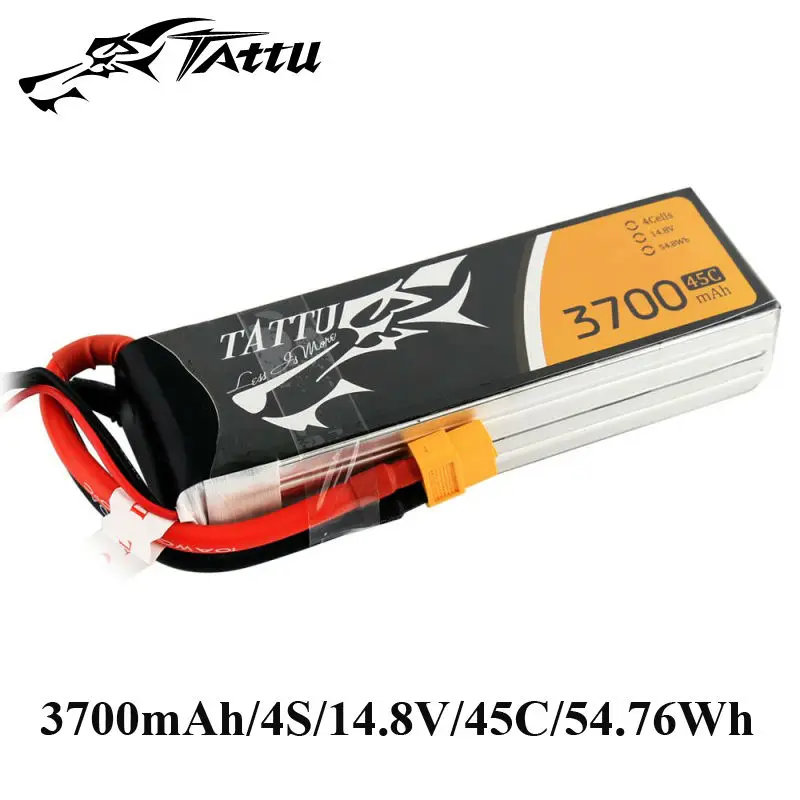 

TATTU Lipo Battery 14.8v 3700mAh Lipo 4s RC Battery 45C with XT60 Plug Batteries for Vortex Accessories FPV Quadcopters Dron