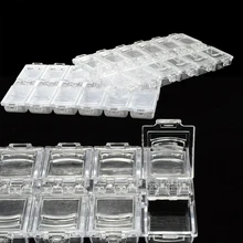 12 решеток акриловая прозрачная/Белая пустая коробка для хранения/Чехол/контейнер аксессуары для дизайна ногтей Стразы украшения из бисера TR338