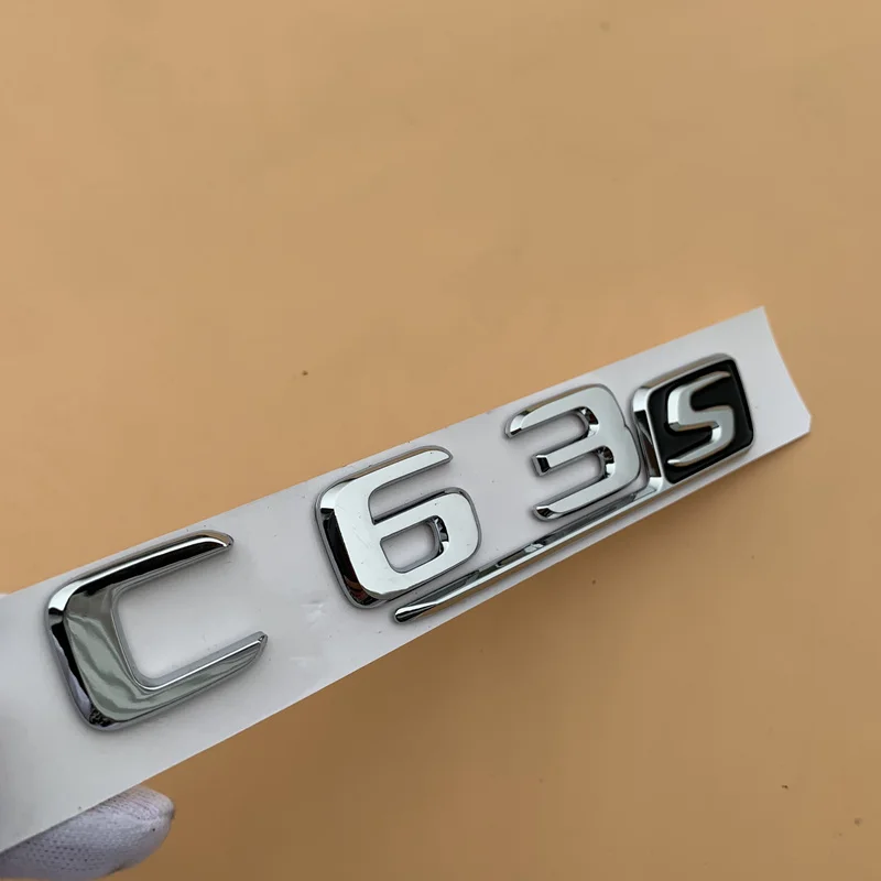 Chrome Letter Number Emblem for Mercedes Benz AMG C43 C63 C63S E43 E53 E63S S65L V12 V8 BITURBO 4MATIC+ Car Trunk Fender Sticker - Цвет: C63S