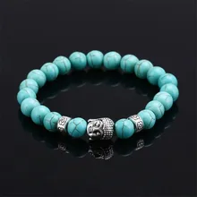 2016 Hot Natural Stone Beads Buddha font b Bracelets b font For Women Men Jewelry Silver