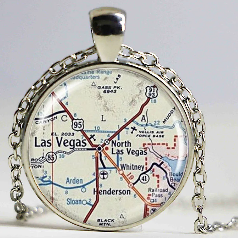 Tulsa map necklace Oklahoma map pendant glass dome chain necklace