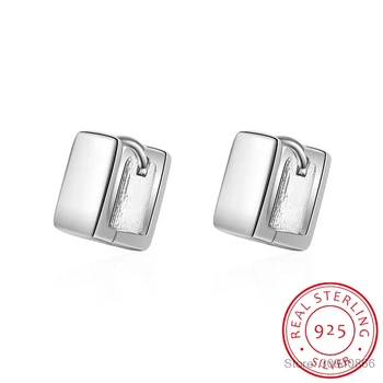 

2019 Hot 925 Sterling Silver Cute Square Hoop Earrings For Women smooth Luxury Sterling Silver small Earring Jewelry