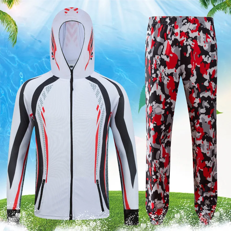 Conjuntos de Roupas de Pesca dos Homens Esportes ao ar Camisas da Pesca 40 + Anti Nova Chegada Livre Respirável Quick Dry Anti uv Mosquito Pesca Calças 11 dos homens esportes Ao Ar Livre respirável