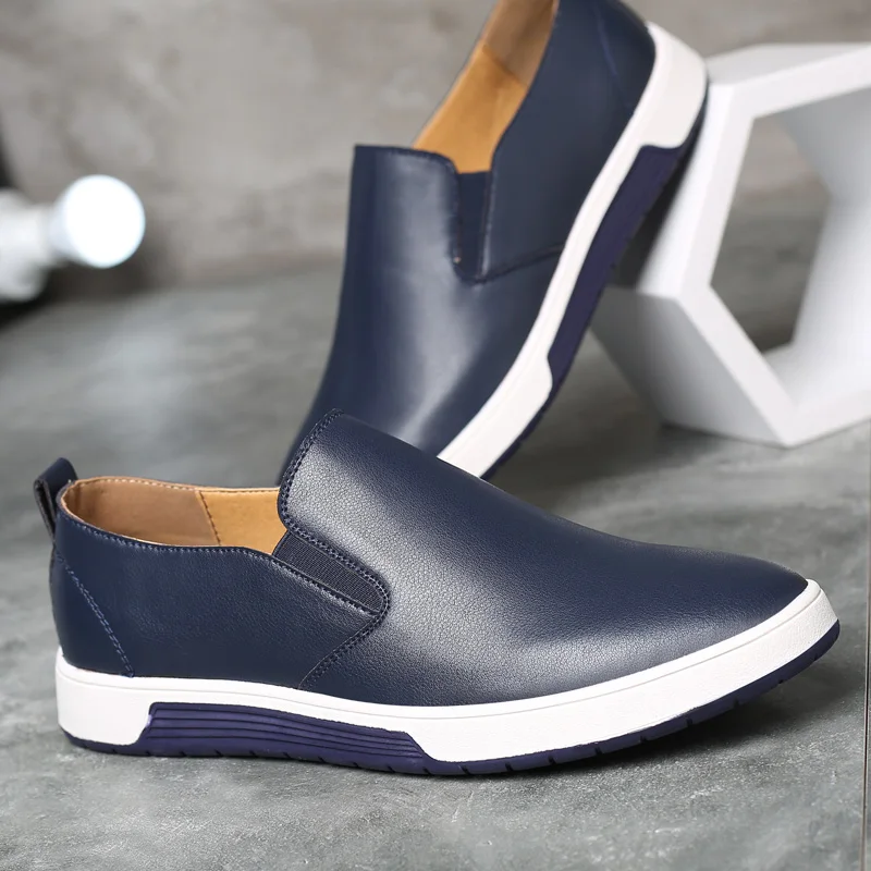 Misalwa/; популярные удобные мужские кожаные лоферы; Мужская обувь для вождения; Брендовая обувь для отдыха; большие размеры; Прямая - Цвет: Blue