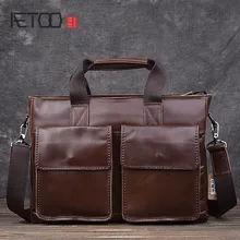 AETOO Натуральная кожа Мужская кожаная сумка Повседневная Компьютерная сумка ретро сумка через плечо мужская деловая портфель