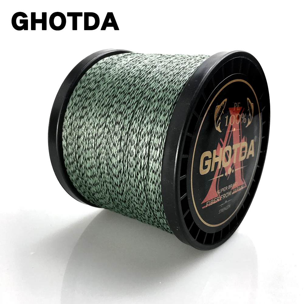 GHOTDA 100 متر 300 متر 500 متر 1000 متر 8 حبلا 22LB-80LB صنارة صيد بولي ايثيلين مجدول التمويه المتعددة الشعيرات خط الكارب الصيد المياه المالحة