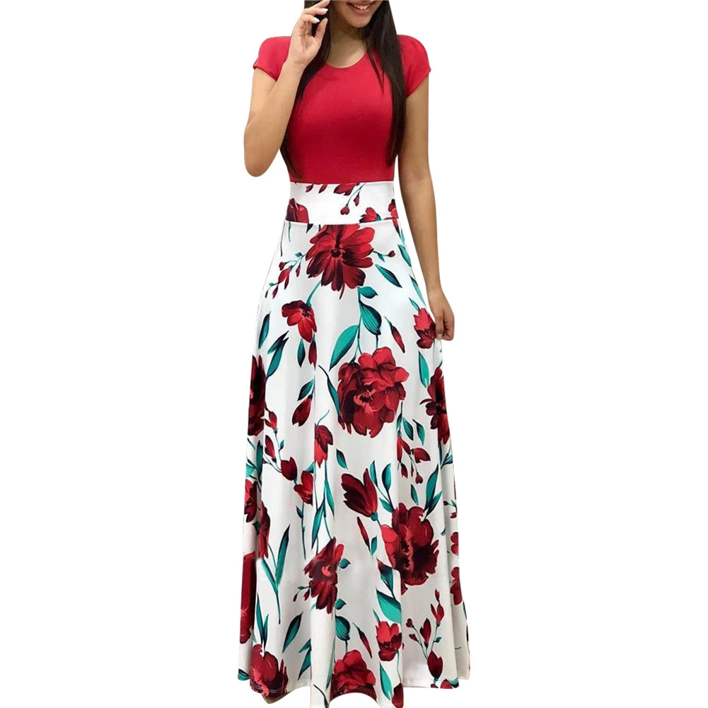 NOVEDAD DE VERANO vestido de mujer modelos de explosión flor color de impresión vestido a juego vestido de moda tendencia|Vestidos| - AliExpress