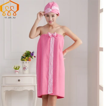 

Lace Edge Bath Towel Set Spot Microfiber Fabric Bra Bow Magic Creative Lady Bath Skirt Fast Drying Thicken Super Absorbent