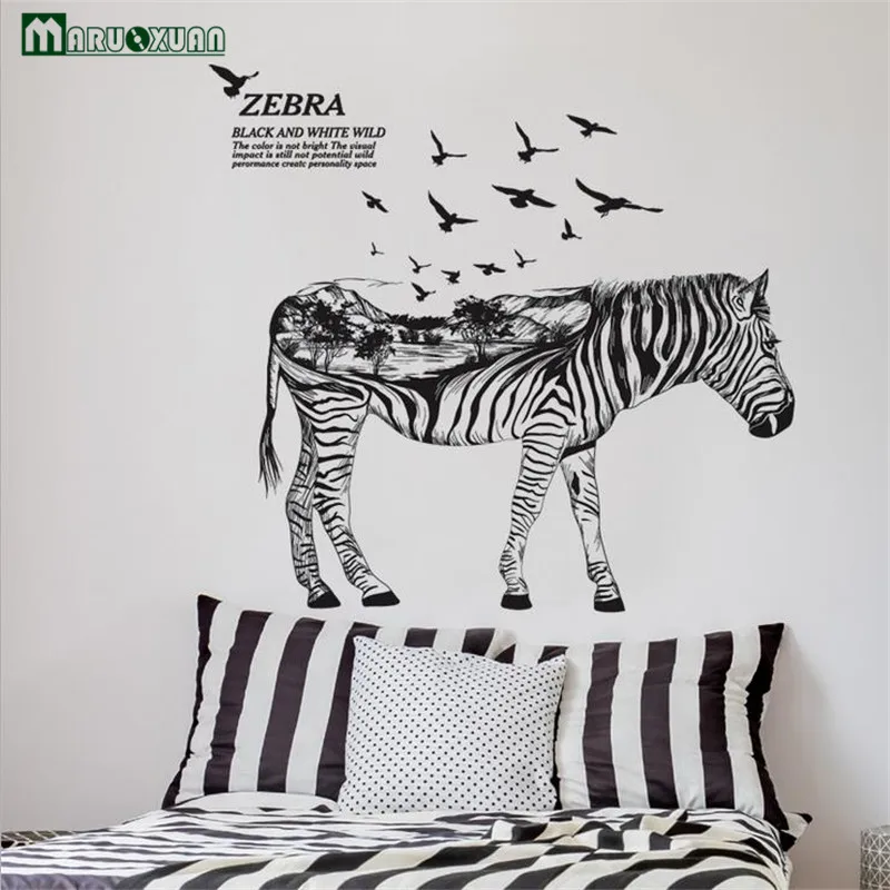 Maruoxuan Kreatif Hewan Zebra Stiker Kamar Tidur Ruang Tamu