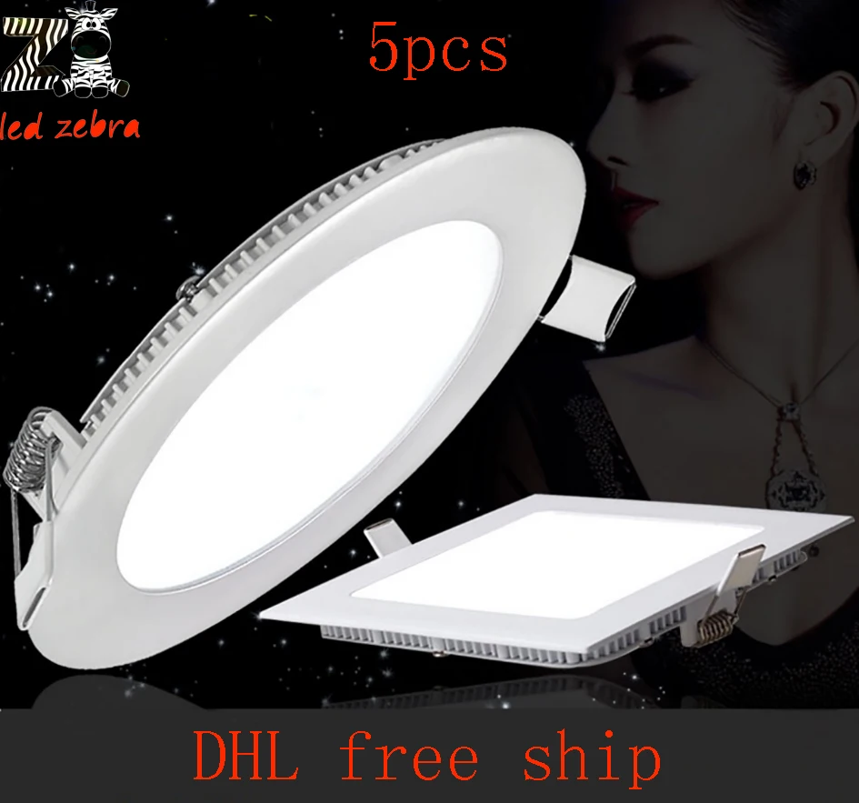 

5PCS Led Panel Downlight,4W 6W 9W 12W 15W 18W 24W Led Panel Light,Square/Sound Ceiling Recessed Led Dowlights AC85-265V