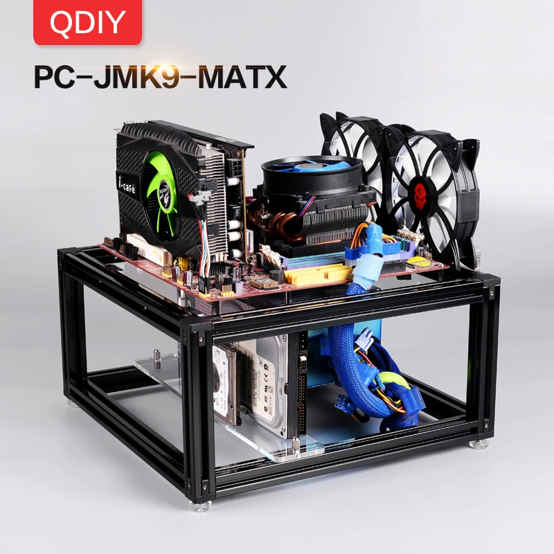 QDIY PC-JMK9 New Personalized MicroATX Open Aluminum Alloy Block Water Cooled Platform Computer PC Frame QDIY PC-JMK9 New Personalized MicroATX Open Aluminum Alloy Block Water Cooled Platform Computer PC Frame