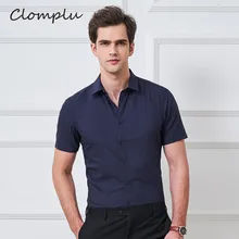 Clomplu рубашка для работы летняя Деловая одежда с коротким рукавом темно-синяя мужская рубашка для работы строгая сорочка большого размера