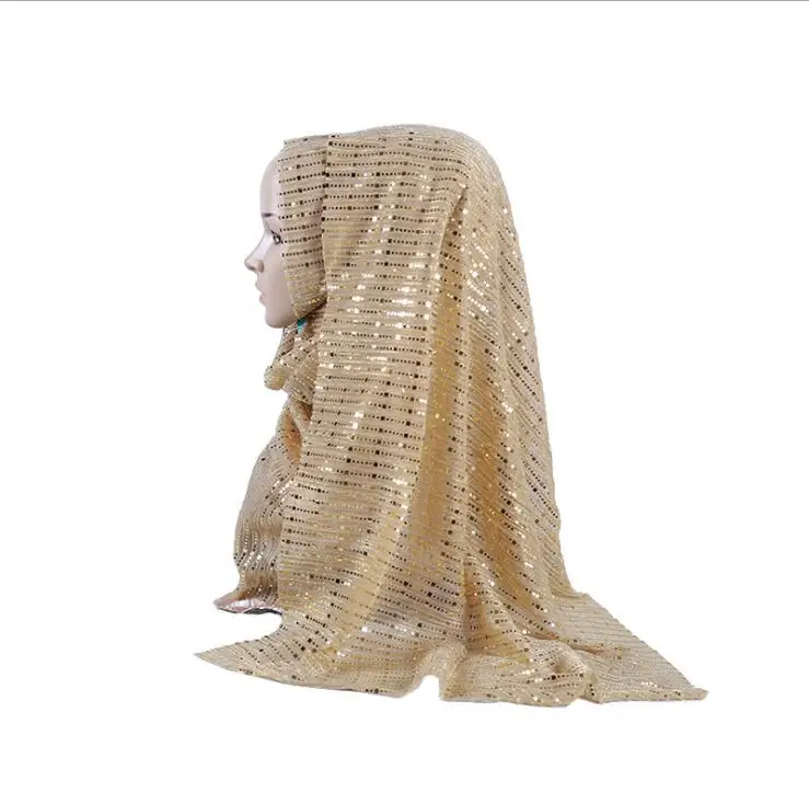 Летняя длинная шаль с блестками мусульманский хиджаб шарф головной убор металлическая свадебная вуаль Арабская Женская люрекс платок 180x68 см - Цвет: 40