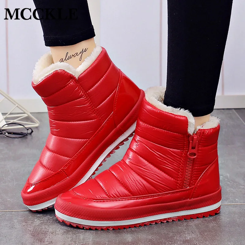 

MCCKLE Winter Woman Snow Boots Waterproof Warm Female Ankle Boot Fashion Zipper Casual Short Booties Platform Ladies Footwear