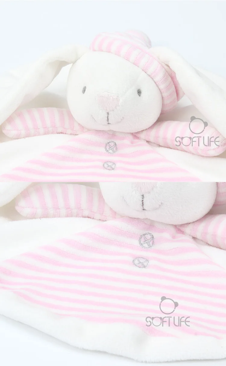 25CM Baby Plush Toy Pink Hat Bear Scarf Handkerchief Appease Towel Rattles Crap Doll Sleep Comfort Doll For Calm Educational Toy (4)