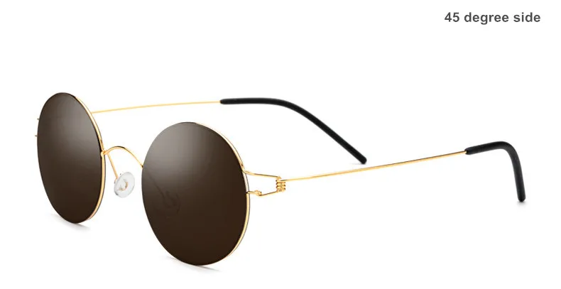 Lightweigt, титановая Ретро оправа, солнцезащитные очки для мужчин, Винтажные Солнцезащитные очки, женские очки, UVA/UVB, защита и украшение, oculos de grau - Цвет линз: golden vs tea lens
