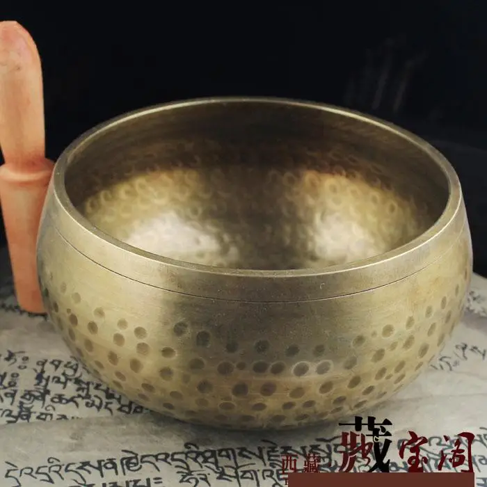 

Tibetan Singing Bowl Himalayan Hand Hammered Chakra Meditation Home Decoration Crafts Religion Belief 13CM Yoga Bowl