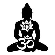 Adesivo de buda para motocicleta, decalque em vinil preto/prata 14.5cm * 17.3cm