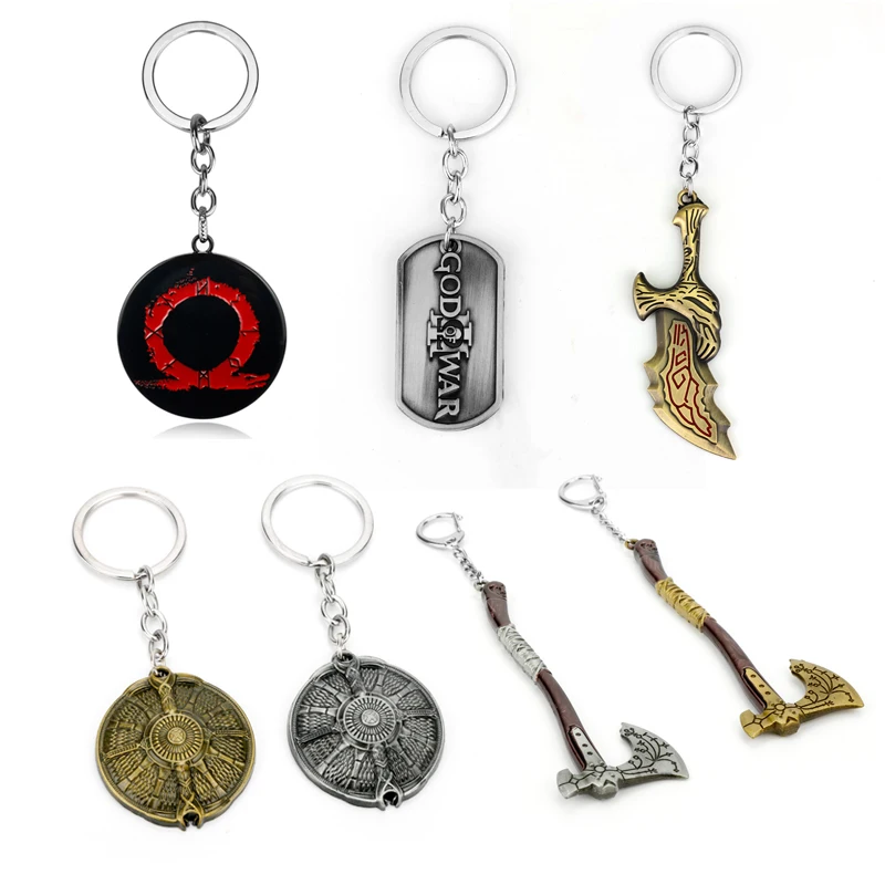 

God of War 4 Leviathan Key Chain Metal Keyrings Kratos Guardian Shield Ice Axe Charm Pendant llaveros Car Keychain Game Jewelry