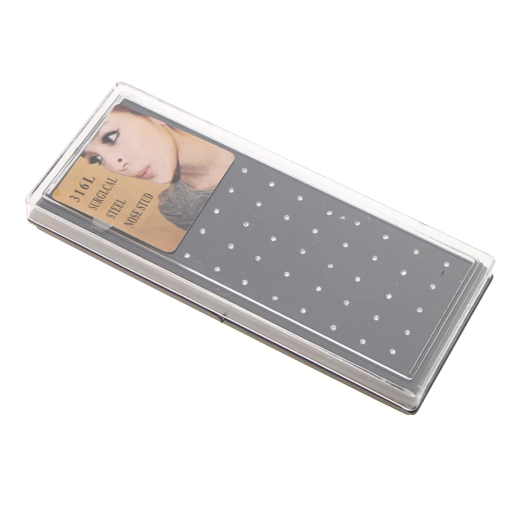 60 Pieces Stainless Steel Clear 1.5mm 1.8mm 2.5mm Rhinestone Nose Studs Pins Ear Studs Piercing Jewelry 