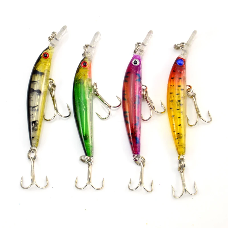 

4Pcs Sinking Rattles Fishing Tackle 4 Colors Transparent Laser Minnow Lures Bait 7cm/2.76"/3.9g, Free Shipping