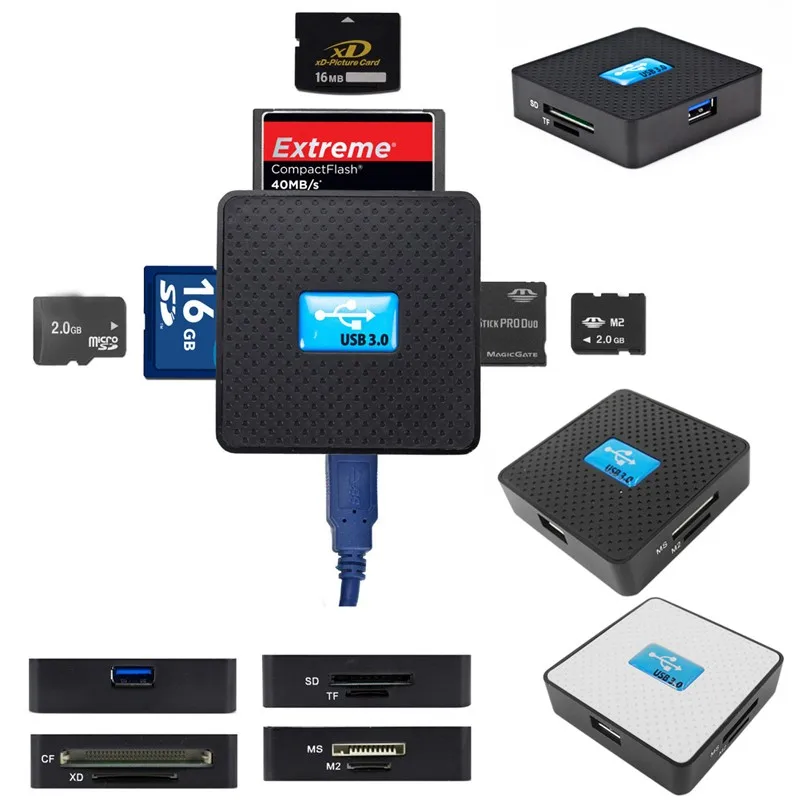 Высокая Скорость USB3.0 все в 1 SD TF CF XD M2 MS флэш-устройство чтения карт памяти для ноутбука