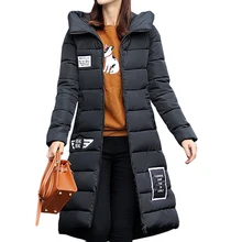 Новая зимняя куртка для женщин в Корейском стиле больших размеров более толстый колено длинная куртка с капюшоном на хлопковой подкладке зимние куртки одежда vestidos RLD026
