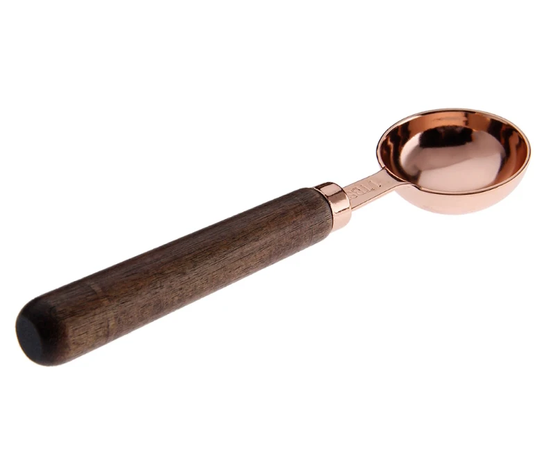 4pcs Rose Gold Measuring Spoons Wood Handle Stainless Steel Measuring Spoon Set Coffee Scoop Kitchen Scale Baking Cooking Tools (3-1)