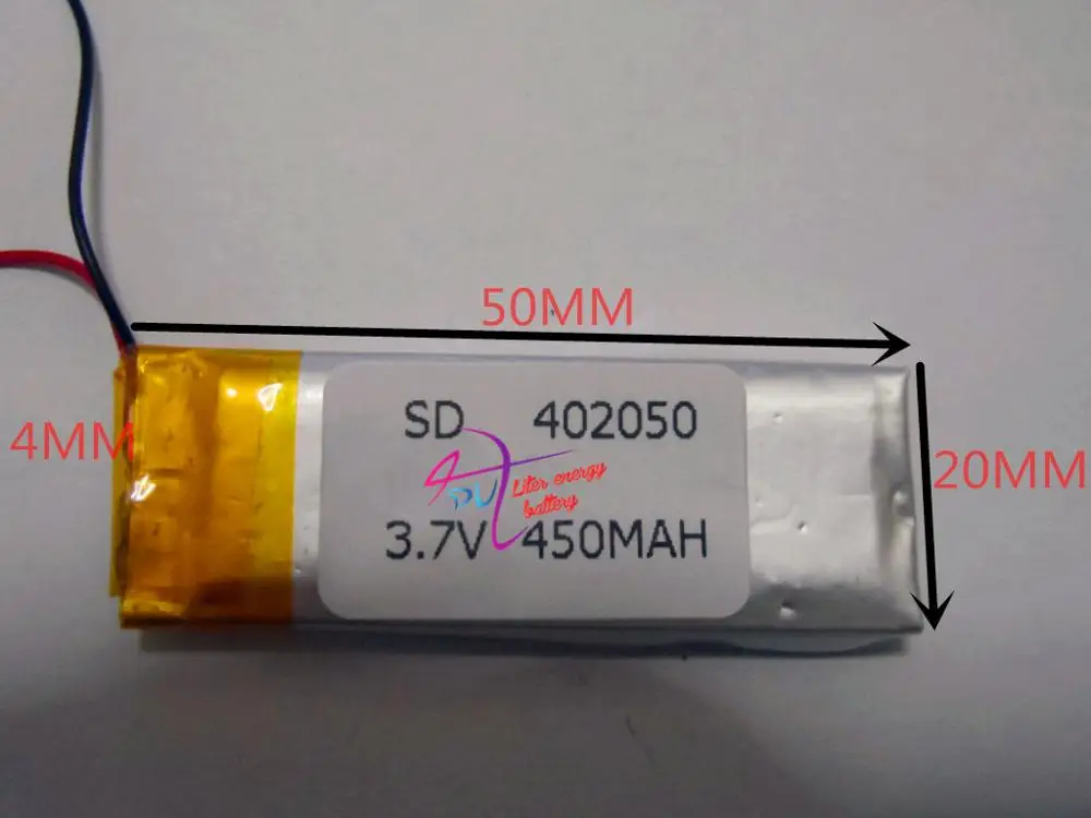 

lithium polymer battery 042050 402050 3.7V 450MAH MP3 MP4 MP5 GPS DVD voice recorder Bluetooth stereo