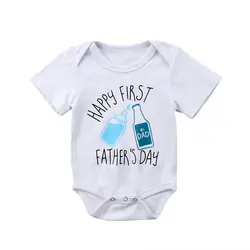 Комбинезон с короткими рукавами для новорожденных девочек и мальчиков с надписью «Happy First Father's Day», комбинезон, одежда