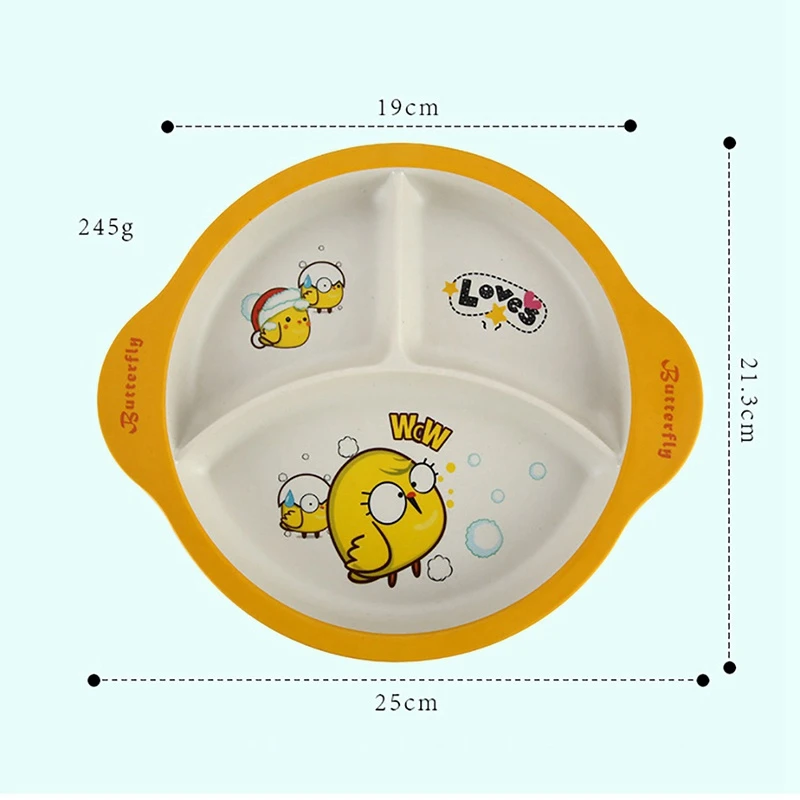 Anti-hot Training Dinner Plate Baby bowl+spoon+fork Feeding Food Tableware Cartoon Kids Dishes Eating Dinnerware