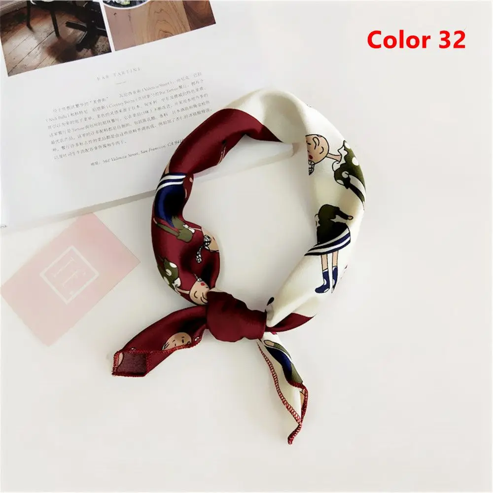 LEONLION купить один получить один элегантный женский маленький квадратный шелковый сатиновый шарф ретро украшения на шею повязка для волос несколько стилей - Цвет: Color 32