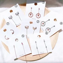 Pendientes brillantes con abalorio para mujer, cadena larga de mariposa, joyería para la oreja, colgante de diamante de imitación, flor, aretes coreanos 2019