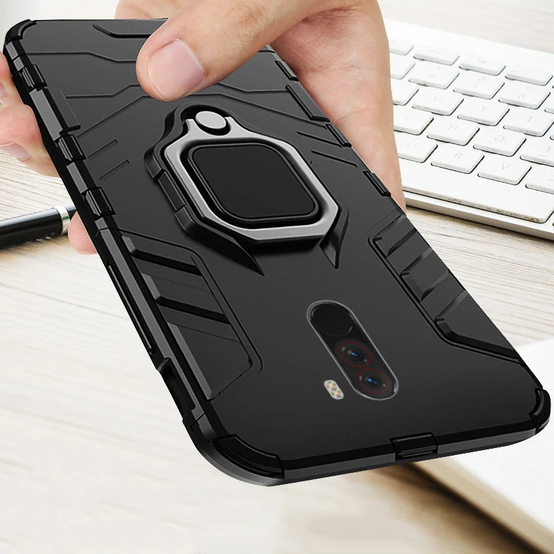 Магнитный чехол с металлическим кольцом для pocophone f1 мягкий Holde противоударный