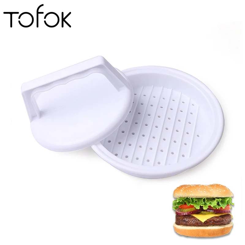 

Tofok 1 Set Hamburger Pressure Die Meat Steak Maker Mold Beef Grill Pie Tool Plastic Round Shape DIY Home Kitchen Accessories
