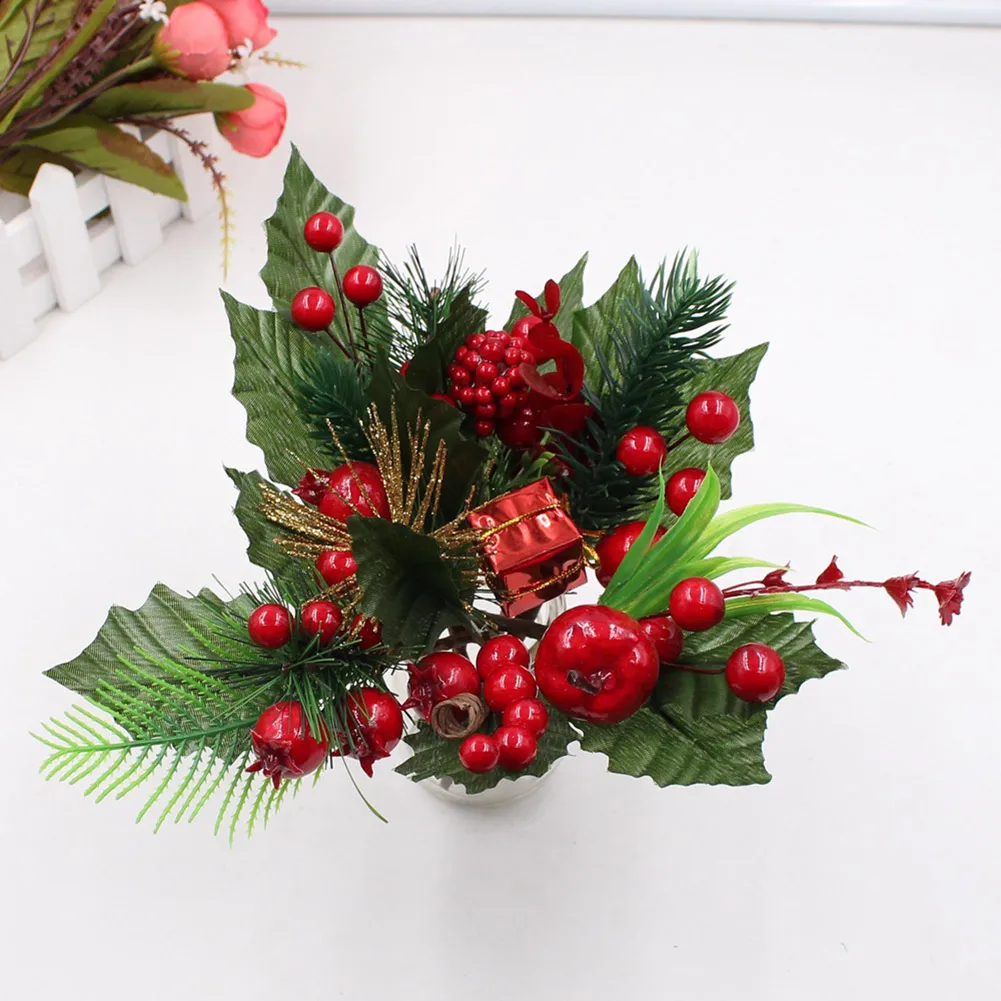 

Hot Sale Artificial Flower Red Pearl Stamen Berries Branch for Wedding Christmas Decoration Supplies