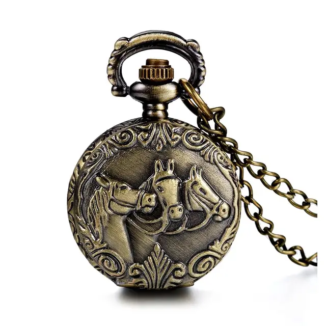 Practical Antique Horses Locket Pocket Watch Quartz White Dial Arabic Numerals F Practical Antique Horses Locket Pocket Watch Quartz White Dial Arabic Numerals F