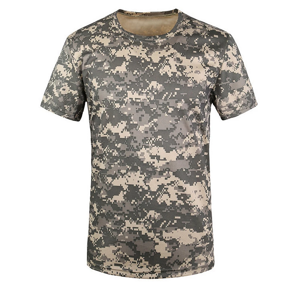 

ELOS-New Outdoor Hunting Camouflage T-shirt Men Army Tactical Combat T Shirt Military Dry Sport Camo Camp Tees-ACU Green 3XL
