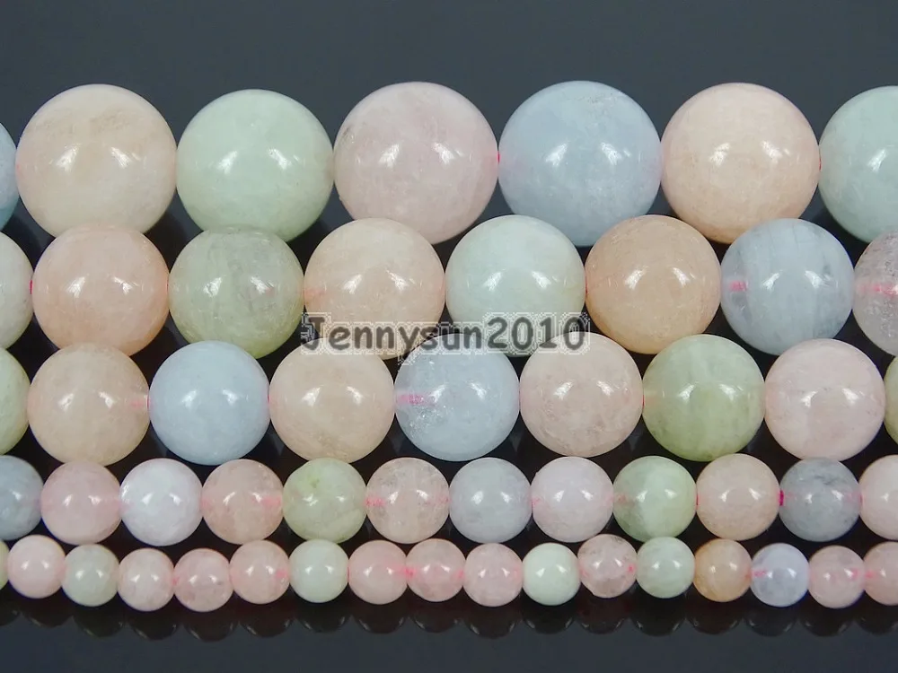 

Natural Colorful Morganite Gems Stone Round Beads 15.5'' 4mm 6mm 8mm 10mm 12mm Strand for Jewelry Making Crafts 5 Strands/Pack