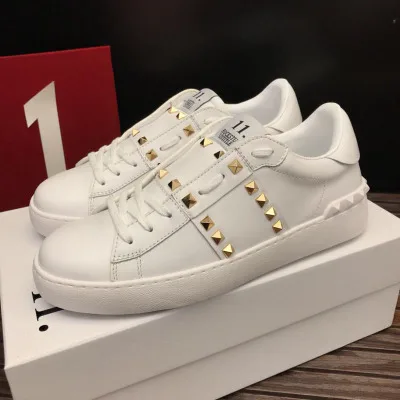 

Shoes woman rivet casual flat white women's luxury brand famous design red black lace-up shoes large size 34-41
