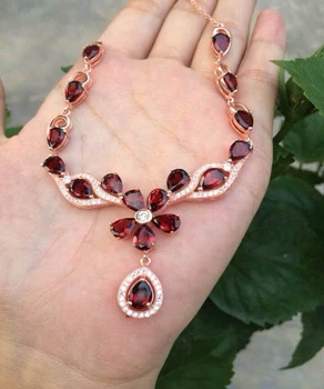 

Collares Qi Xuan_Fashion Jewelry_Luxury Dark Red Stone Wedding/party Necklaces_S925 Stones Necklace_Manufacturer Directly Sales