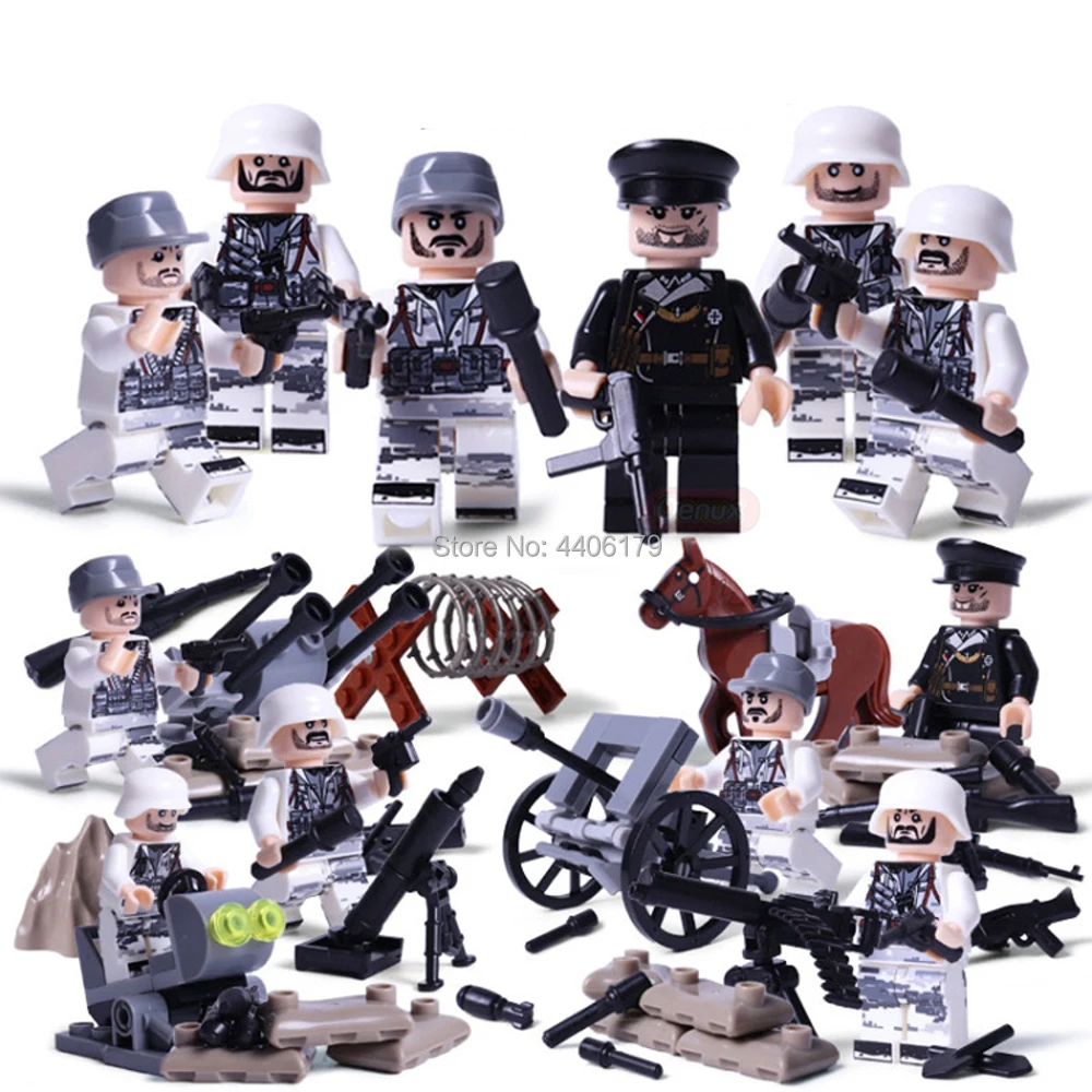 

compatible LegoINGlys military WW2 Germany army winter war Building Blocks mini soldier figures weapons bricks toys for children