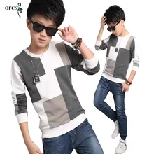 OFCS/новая детская одежда для отдыха детская весенняя куртка с длинными рукавами для мальчиков, свитер вязаный детский свитер в клетку От 5 до 17 лет